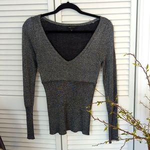 BCBG Silver Top Blouse S